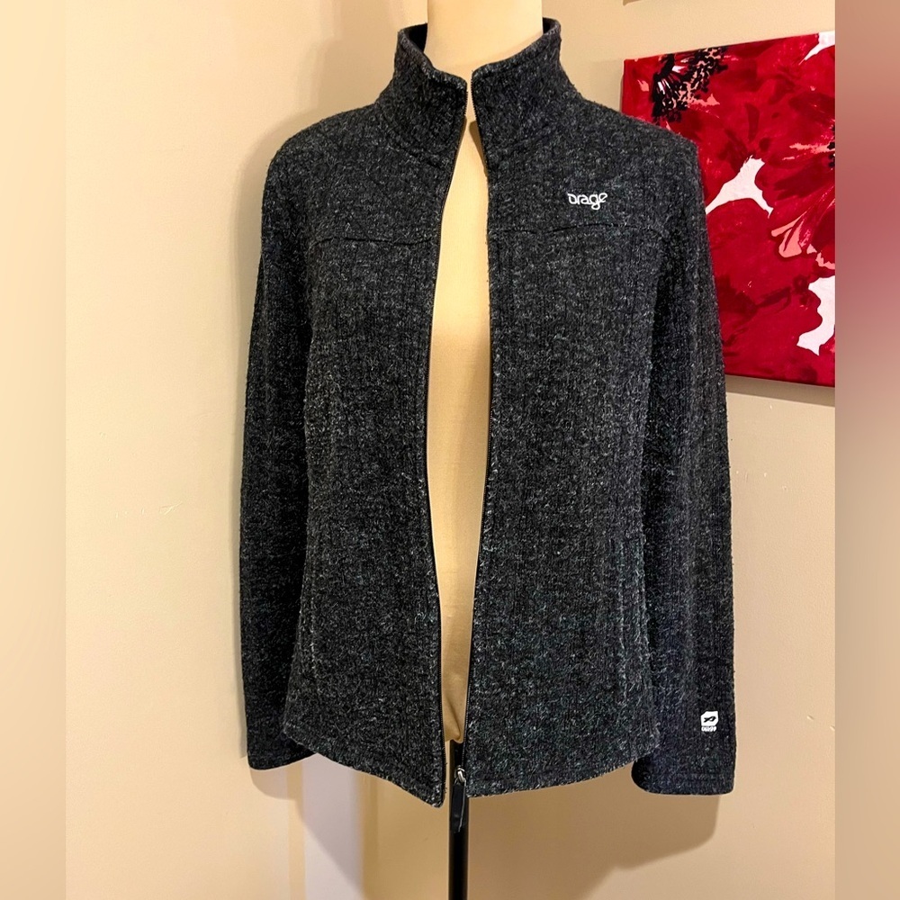 Orage Dark Grey Ski Softshell Jacket Full Zip Mock Neck, size Large